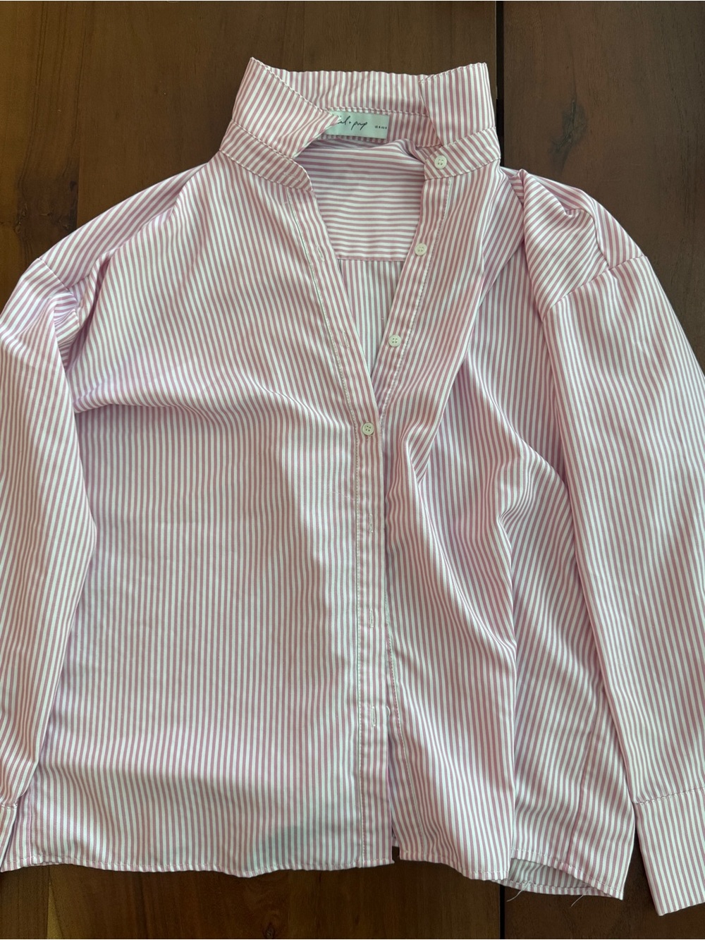 Petal & Pup Pink and White Striped Cotton Button-Down Shirt